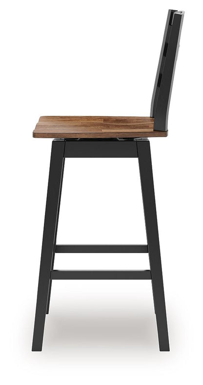 Wildenauer - Tall Swivel Barstool (Set of 2) - Brown / Black