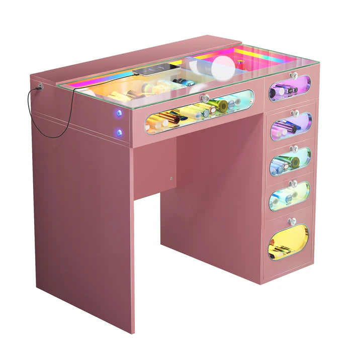 New Release ! Glass Fronted Drawers Vanity Desk