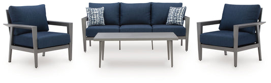 Gali - Sofa / Chairs / Table Set (Set of 4) - Gray / Blue