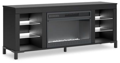 Cayberry - Negro - Mueble TV Con Chimenea