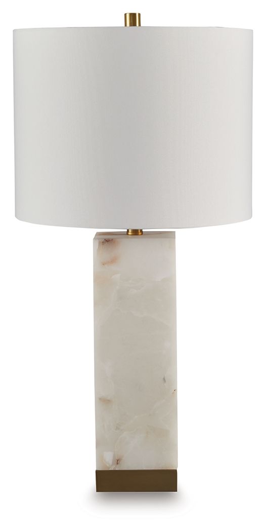 Linderfield - Alabaster Table Lamp - White / Gold Finish