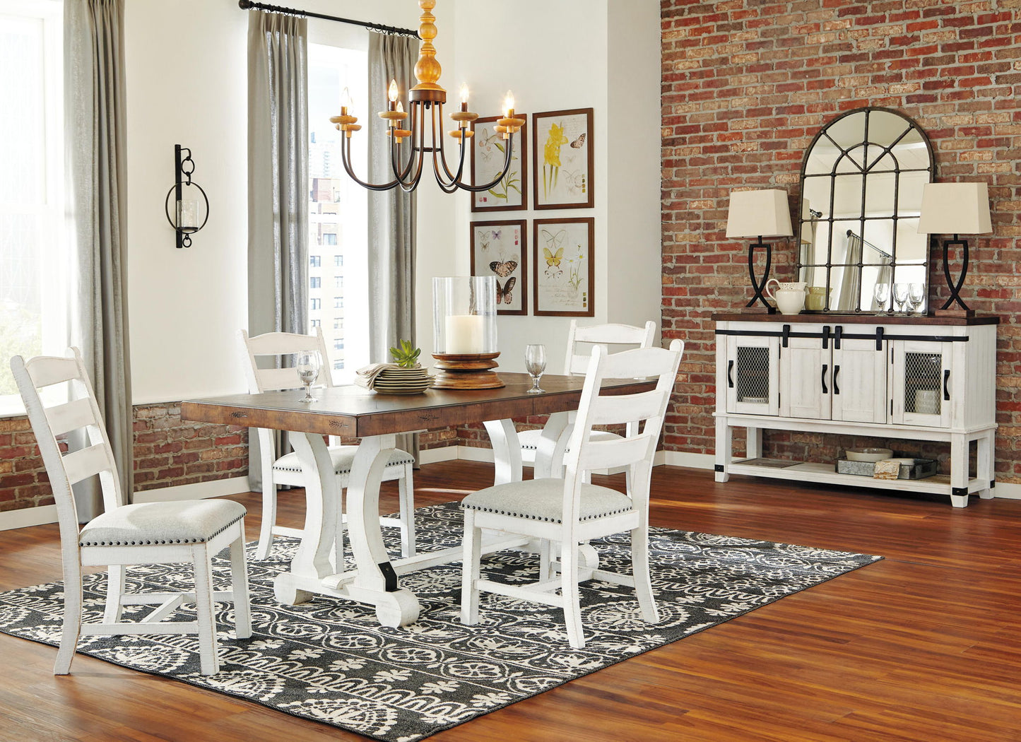 Valebeck - Blanco / Marrón - Mesa de comedor rectangular