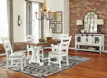 Valebeck - Blanco / Marrón - Mesa de comedor rectangular