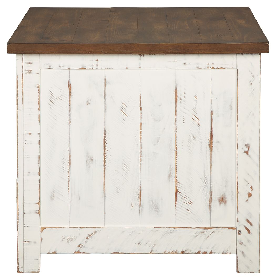 Wystfield - Blanco / Marrón - Mesa auxiliar rectangular - 2 puertas
