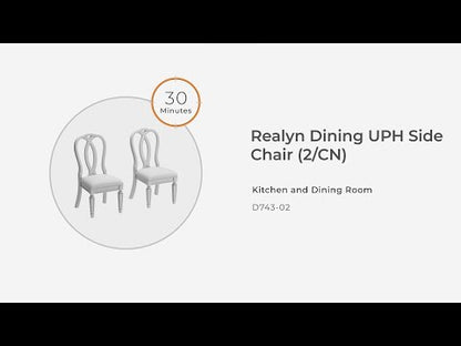 Realyn - Chipped White - Silla auxiliar de comedor Uph (juego de 2) - Ribbonback
