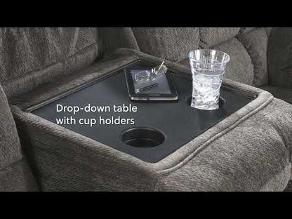 Acieona - Slate - DBL Rec Loveseat w/Console