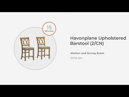 Havonplane - Marrón - Taburete de bar tapizado (juego de 2)