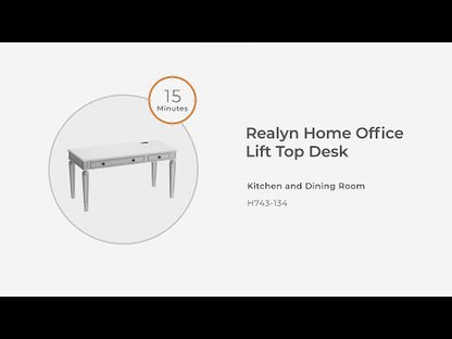 Realyn - Blanco / Marrón - Escritorio elevable para oficina en casa