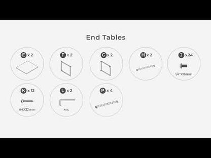 Donnesta - Gris / Negro - Juego de mesa auxiliar (juego de 3)