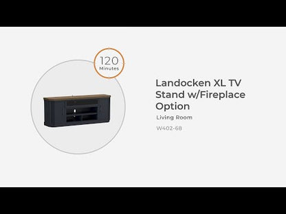 Landocken - Marrón / Azul - Mueble para TV XL con opción de chimenea