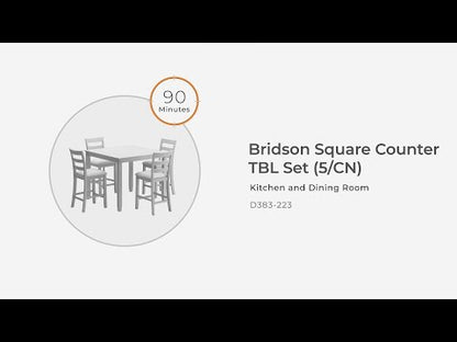 Bridson - Gris - Juego de Tbl de mostrador cuadrado (juego de 5)
