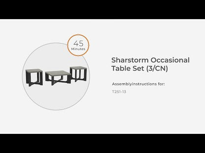 Sharstorm - Gris bicolor - Juego de mesa auxiliar (juego de 3)