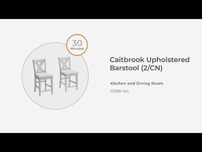 Caitbrook - Gris - Taburete de bar tapizado (juego de 2)